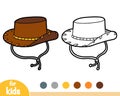 Coloring book, cartoon headwear, Cowboy hat