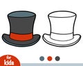 Coloring book, cartoon headwear, Tophat