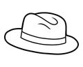 Coloring book, cartoon headwear, Trilby hat Royalty Free Stock Photo