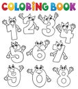 Coloring book cartoon numbers set 2 Royalty Free Stock Photo