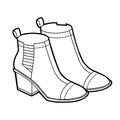 Coloring book, cartoon shoe collection. Chelsea boots