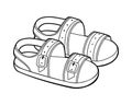 Coloring book, cartoon shoe collection. Mens sandals Royalty Free Stock Photo
