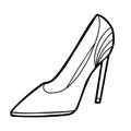 Coloring book, cartoon shoe collection. Pump