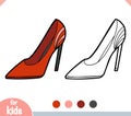 Coloring book, cartoon shoe collection. Pump