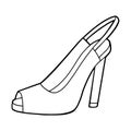 Coloring book, cartoon shoe collection. Slingback