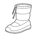 Coloring book, cartoon shoe collection. Waterproof snow boot Royalty Free Stock Photo