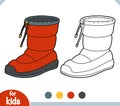 Coloring book, cartoon shoe collection. Waterproof snow boot