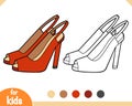 Coloring book, cartoon women shoes