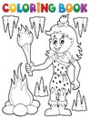 Coloring book cave woman theme 1 Royalty Free Stock Photo