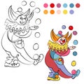 Coloring book with cheerful clown - vector Royalty Free Stock Photo