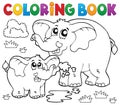 Coloring book cheerful elephants