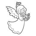 Coloring book, Angel with harp