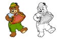 Coloring book for children: bear and accordion