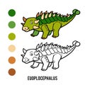 Coloring book for children, cartoon Euoplocephalus