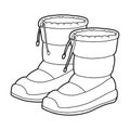 Coloring book, cartoon shoe collection. Waterproof snow boots