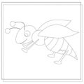 Coloring book for children cartoon wasp, bee. vector