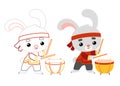 Coloring book for children, Chinese new year character rabbit and drum