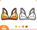 Coloring book. Collection of cartoon clothes. Bra