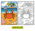 Coloring book for children (crab and background)