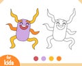 Coloring book, Cute bacteria and virus character