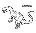 Coloring book for children, cartoon Deinonychus Royalty Free Stock Photo