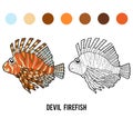 Coloring book, Devil firefish Royalty Free Stock Photo