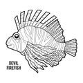 Coloring book, Devil firefish Royalty Free Stock Photo