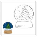 Coloring book for children. Draw a snow globe based on the drawing. Vector illustration. Royalty Free Stock Photo