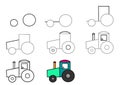 Coloring book for children. Drawing tutorial. How to draw a car. Tractor to be traced. Dot to dot educational g