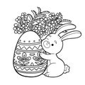 Coloring book for children, Easter illustration. Rabbit and colored egg Royalty Free Stock Photo