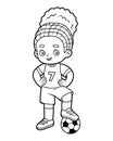 Coloring book for children, Football player girl with ball