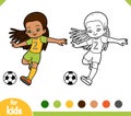 Coloring book for children, Football player girl with ball