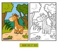 Coloring book for children (giraffe and background) Royalty Free Stock Photo