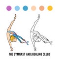 Coloring book, The gymnast and juggling clubs