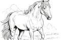 Coloring book for children horse animal. Generate ai