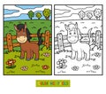 Coloring book for children (horse and background)