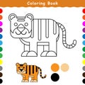 Coloring book for children. Image character bengal tiger