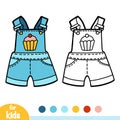 Coloring book, Kids dungarees shorts