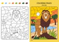 Coloring book for children: a lion in the park. Vector illustration coloring pages