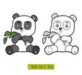 Coloring book for children, little panda Royalty Free Stock Photo