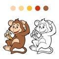 Coloring book for children: monkey Royalty Free Stock Photo