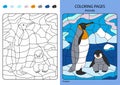 Coloring book for children: penguin and penguin. Vector illustration coloring pages