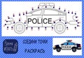 Coloring book for children. police car with a signal.