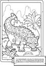 Coloring book for children, prehistoric dinosaur ankylosaurus, outline illustration
