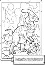 Coloring book for children, prehistoric dinosaur parasaurolophus