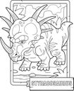 Coloring book for children, prehistoric dinosaur styracosaurus, funny illustration