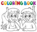 Coloring book children snorkel divers