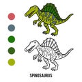 Coloring book for children, cartoon Spinosaurus