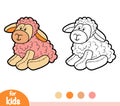 Coloring book, Stuffed toy Sheep Royalty Free Stock Photo