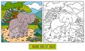 Coloring book for children (two elephants) Royalty Free Stock Photo